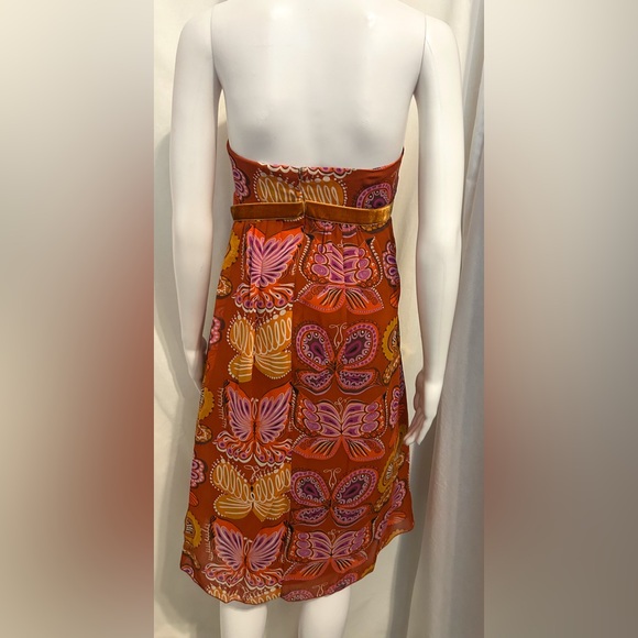 Anthropologie Anna Sui Sz 8 Orange Butterfly Dress Boho Flowy Fairycore Y2K - Picture 6 of 8